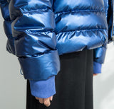 Short Hoodie Shiny Side Pockets 90% Duck Down Jacket Winter Down Coat