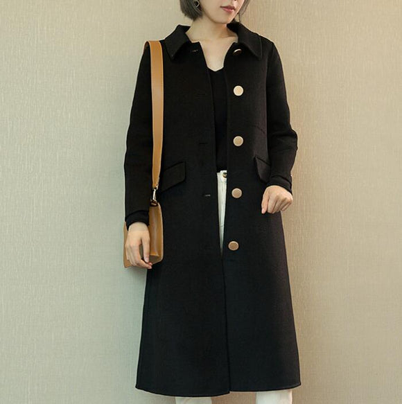 Black Women Winter Black Long Women Wool Coat Jacket 1668 – SimpleLinenLife