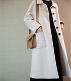 Single-Breasted Women Winter Black Long Women Wool Coat Jacket