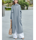 Long Women Double Face Cashmere Coat Winter Black Long Women Wool Coat