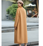 Long Women Double Face Cashmere Coat Winter Black Long Women Wool Coat