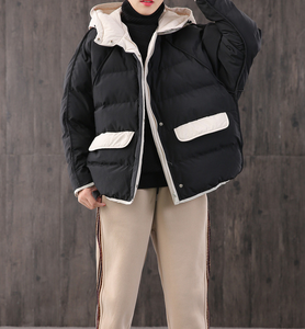 Loose Large pockets Hooded Women Winter Short Down Jacket
