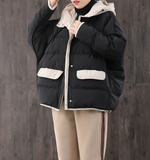 Loose Large pockets Hooded Women Winter Short Down Jacket