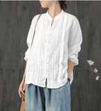 Ruffle Loose Blouse Spring Casual Women Shirts Cotton Tops WG961707