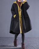 Patchwork Women Casual Padded Coat Loose Hooded A line Parka Plus Size Coat Jacket