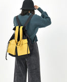 Color Block Casual Large Backpack Women Travel Bag Shoulder Bag