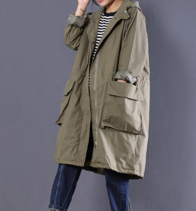 Hooded Casual Coat Loose A line Parka Plus Size Coat Jacket ...