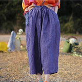 Purple Casual Women Cotton Harem Pants Wide Leg Pants SJ981106