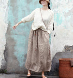 Ramie Women's Skirts,Linen Midi Skirts 9809