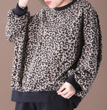 Leopard Print Loose Spring Casual Women Tunic Cotton Tops WG961707
