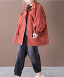 Draw String Hooded Denim Loose Short Casual Coat A line Parka Plus Size Coat Jacket