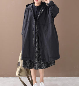 Loose Hooded Short Casual Coat A line Parka Plus Size Coat Jacket