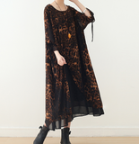 Leopard Print Chiffon Loose Long Dresses Plus Size AMT962328