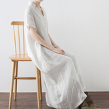 Jacquard Linen Loose Long Women Spring Dresses Plus Size AMT962328