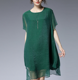Silk Plus Size Loose Style Spring Women Dresses