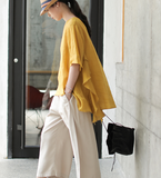 Yellow Spring Loose Women Casual Tunic Linen Shirts Women Tops