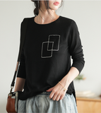 Long Sleeves Blouse Loose Style T-Shirts knit Tops H9508
