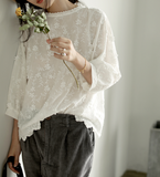 Applique Long Sleeves Loose Style T-Shirts knit Tops H9508