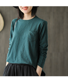 Long Sleeves Knit T-Shirts Spring Tops H9508