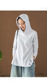 Hooded Long Sleeves Knit T-Shirts Spring Tops H9508