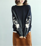Print Long Sleeve  loose Style Women Dress Woolen Knit Sweater