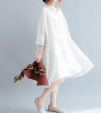 White Long Linen Batwing Women Spring Dresses Plus Size