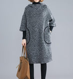Loose Hooded Stand Collar Women Spring Dresses Plus Size