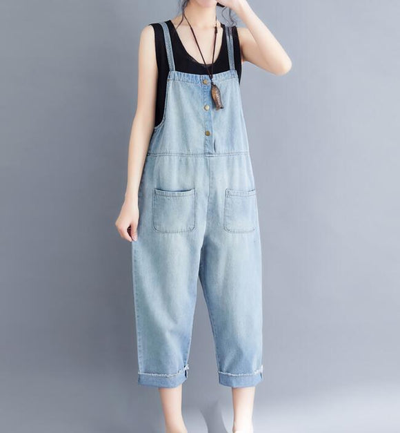 Casual Spring Black Denim Overall Women Jumpsuits PZ97251
