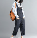 Casual Spring Black Wool Overall Women Jumpsuits PZ97251