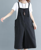 Striped Casual Spring Black Wool Overall Women Jumpsuits PZ97251