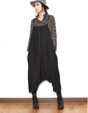 Two Ways Wears Casual Spring Black Wool Overall Women Jumpsuits PZ97251