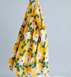 loose Floral Long Linen Batwing Women Spring Dresses Plus Size