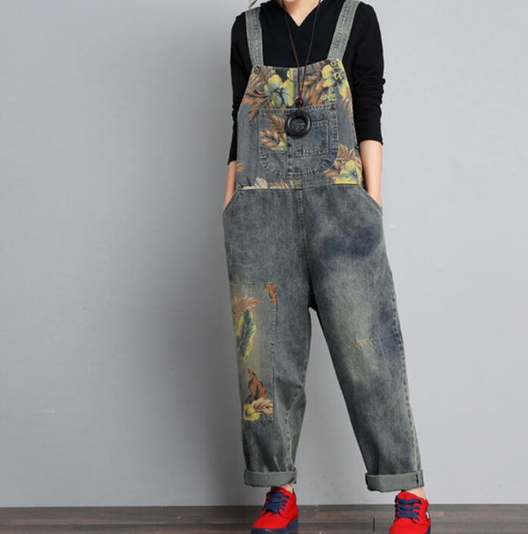 Loose  Casual Spring Denim Overall Women Jumpsuits Dress