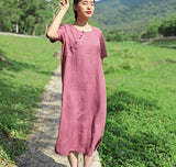 Purple Women Dresses Casual Summer Linen Women Dresses SSM97215