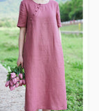 Purple Women Dresses Casual Summer Linen Women Dresses SSM97215