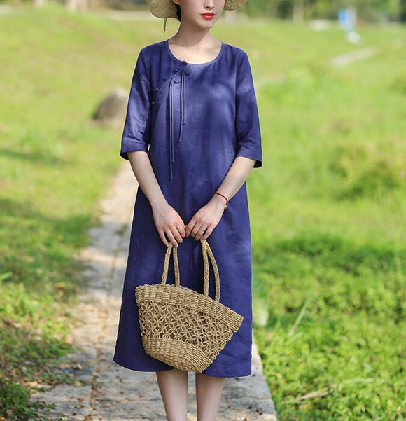 Navy Blue Women Dresses Casual Summer Linen Women Dresses Hand Made Bu SimpleLinenLife Navy Blue Women Dresses Casual Summer Linen Women Dresses Hand Made Bu SimpleLinenLife