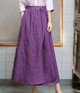 Purple Summer Casual linen loose fitting Women's Skirts  DZA2005106