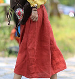 Red Summer Skirts,Casual linen Skirt, Women's Skirts /2006