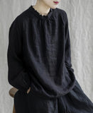 Ruffle Collar Women Linen Casual Summer Tops Women Blouse Loose Style Shirts H9505