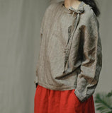 Striped Women Linen Casual Summer Tops Women Blouse Loose Style Shirts H9505