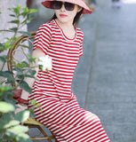 Striped Women Dresses Ramie Casual Spring Linen Women Dresses SSM97215