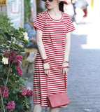 Striped Women Dresses Ramie Casual Spring Linen Women Dresses SSM97215