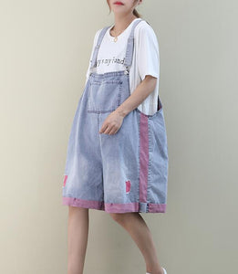 Denim Loose Casual Color Matching Summer Denim Overall Loose Women Jumpsuits QYCQ05165