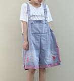 Denim Loose Casual Color Matching Summer Denim Overall Loose Women Jumpsuits QYCQ05165