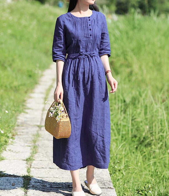 Navy Blue Women Dresses Ramie Casual Spring Linen Women Dresses SSM972 SimpleLinenLife Navy Blue Women Dresses Ramie Casual Spring Linen Women Dresses SSM972 SimpleLinenLife