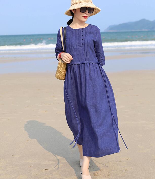 Navy Blue Women Dresses Ramie Casual Spring Linen Women Dresses SSM972 SimpleLinenLife Navy Blue Women Dresses Ramie Casual Spring Linen Women Dresses SSM972 SimpleLinenLife