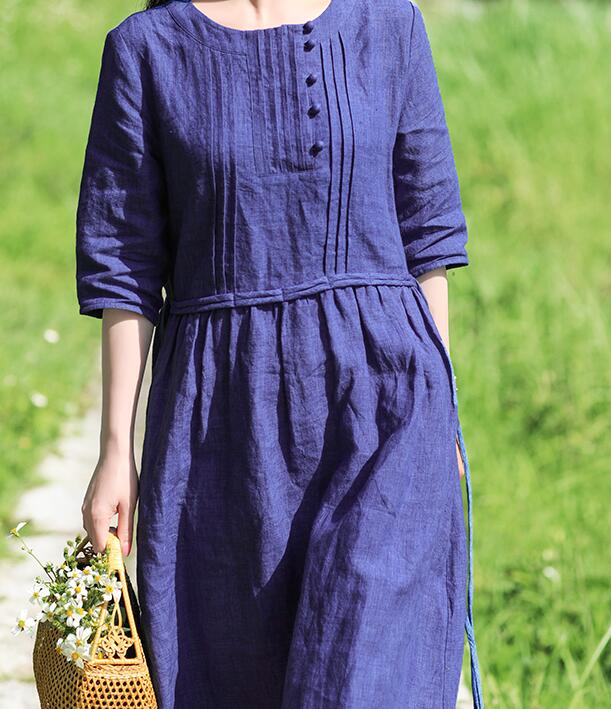 Navy Blue Women Dresses Ramie Casual Spring Linen Women Dresses SSM972 SimpleLinenLife Navy Blue Women Dresses Ramie Casual Spring Linen Women Dresses SSM972 SimpleLinenLife