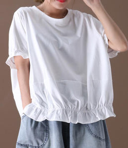 Loose Casual T-Shirts Summer Women Cotton Tops WG961707