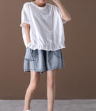 Loose Casual T-Shirts Summer Women Cotton Tops WG961707
