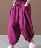 Denim Summer Loose Linen Wide Leg Women Casual Pants Elastic Waist WG05131